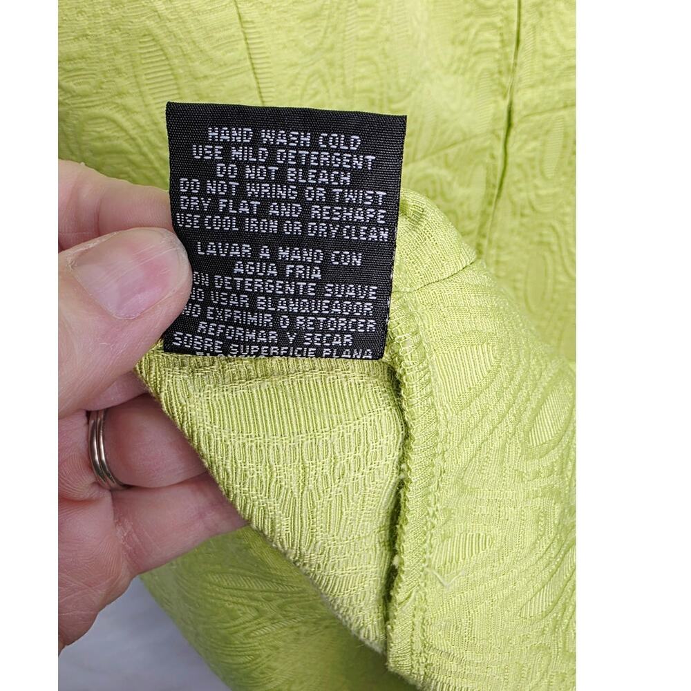 K Studio Collection Lime Green Retro Jacquard Pleated Shift Dress Office Preppy - Picture 10 of 15